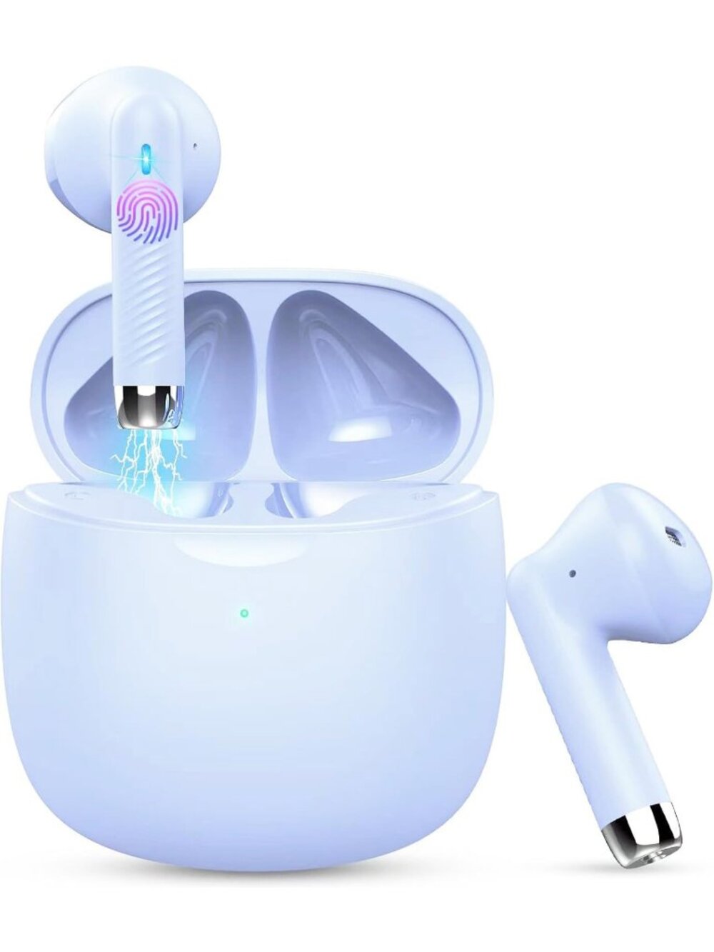 Wireless Glossy Purple Stereo Bass Ear Noise Cancelling Mic 32H Bluetooth Earbud